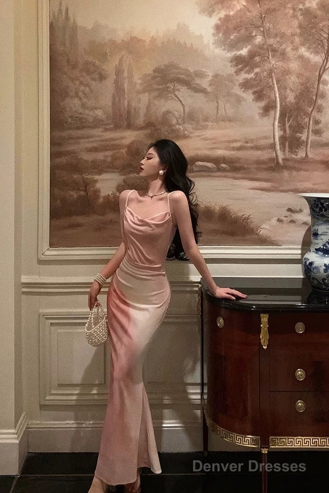 Gorgeous Sheath Spaghetti Straps Sleeveless Pink Date Night Dress Prom Dresses Birthday Outfit