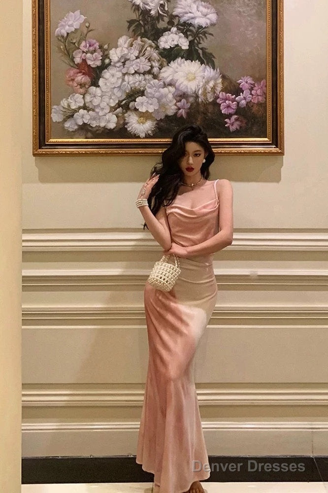 Gorgeous Sheath Spaghetti Straps Sleeveless Pink Date Night Dress Prom Dresses Birthday Outfit