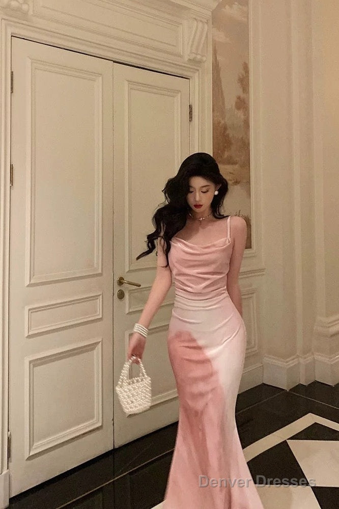 Gorgeous Sheath Spaghetti Straps Sleeveless Pink Date Night Dress Prom Dresses Birthday Outfit