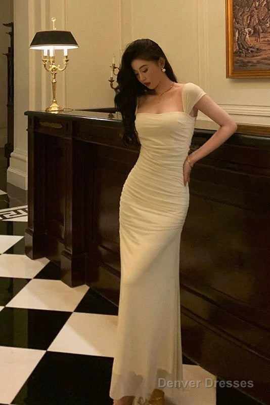 Gorgeous Sheath Square Neckline Ivory Date Night Dress Prom Dresses Party Dress Birthday Outfits Secondary image