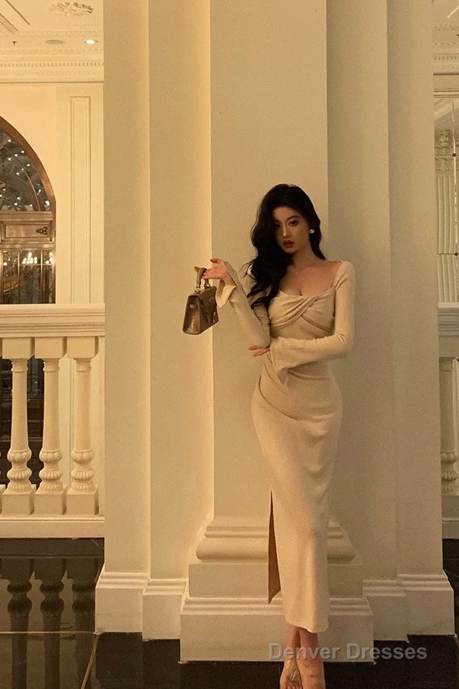 Gorgeous Sheath Square Neckline Long Sleeves Date Night Dress Prom Dresses Birthday Outfits Secondary image