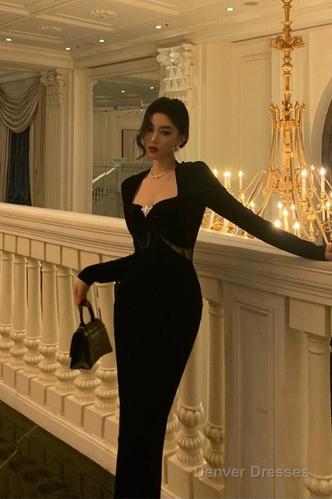 Gorgeous Sheath Strapless Long Sleeves Black Date Night Dress Prom Dre – Denver Dresses