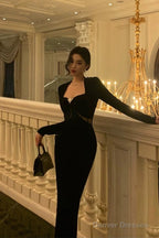 Gorgeous Sheath Strapless Long Sleeves Black Date Night Dress Prom Dresses Birthday Outfit