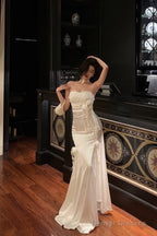 Gorgeous Sheath Strapless White Date Night Dress Long Prom Dresses Birthday Outfits