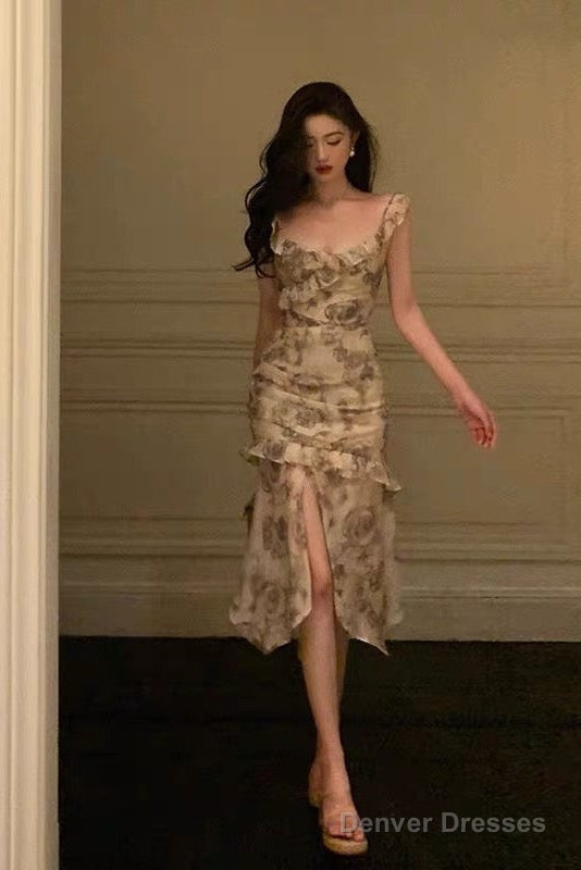 Gorgeous Sheath Straps Date Night Dress Floral Prom Dresses Party Dress Birthday Outfits Main image