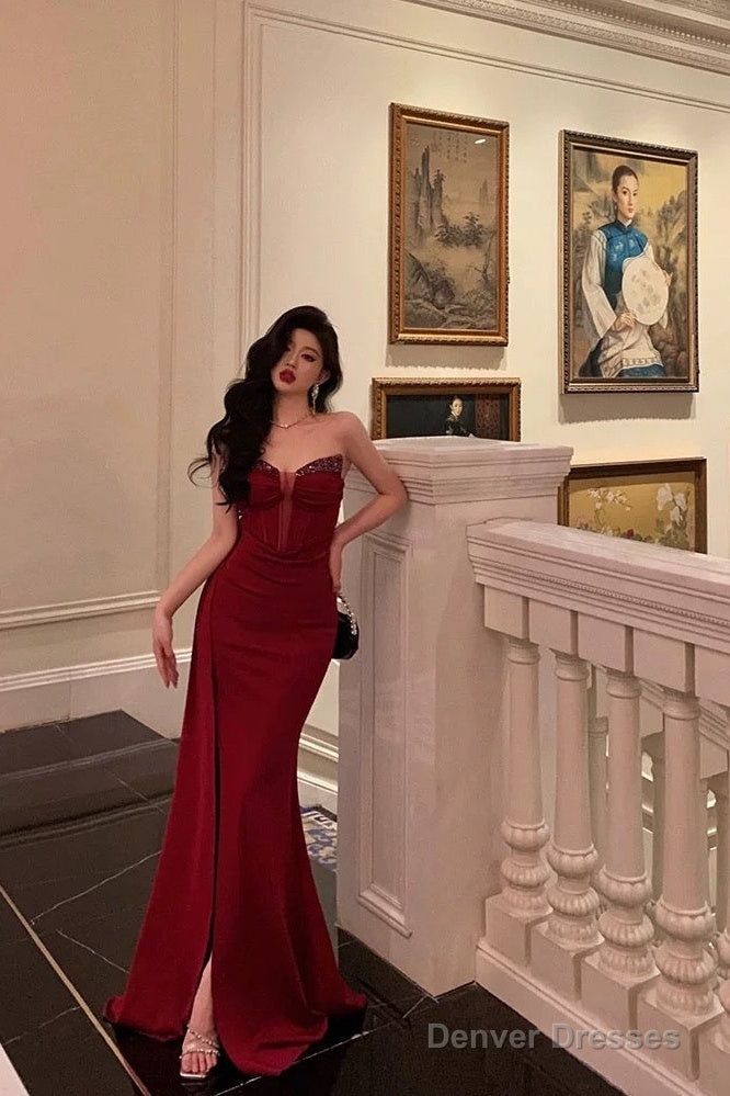 Gorgeous Sheath Sweetheart Red Sleeveless Date Night Dress Prom Dresses Birthday Outfits