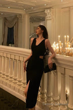 Gorgeous Sheath V Neckline Date Night Dress Black Prom Dresses Party Dress Birthday Outfits