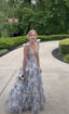 Elegant Floral Print Chiffon Long Prom Dress Evening Dress