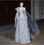 Gorgeous Silver Gray A-Line Strapless Sequined Train Prom Dress Evening Dress