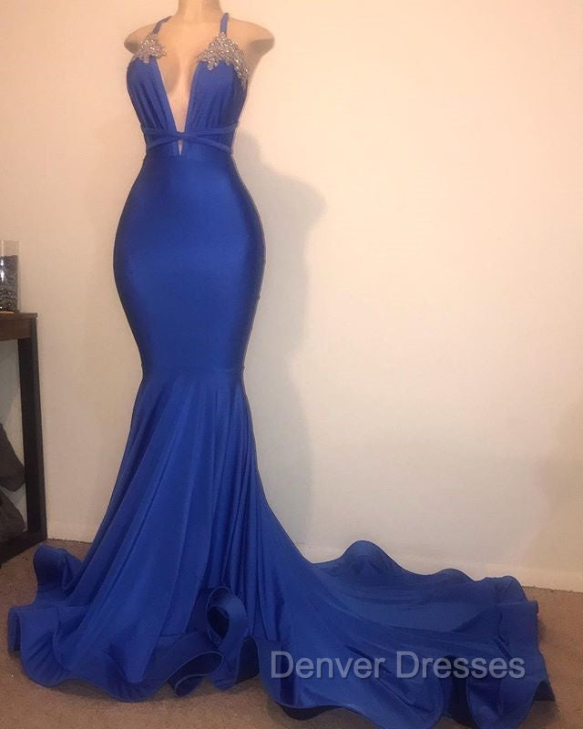 Gorgeous Spaghetti Straps Beads Appliques Prom Dress Elegant Alluring Chic V-neck Fit and Flare Evening Gowns