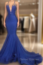 Gorgeous Spaghetti Straps Beads Appliques Prom Dress Elegant Alluring Chic V-neck Fit and Flare Evening Gowns