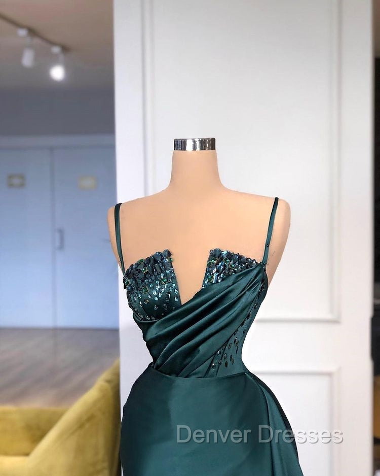 Gorgeous Spaghetti-Straps Crystal Mermaid Evening Dress With Detachable Train Secondary image