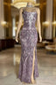 Gorgeous Spaghetti-Straps Mermaid Prom Dress Sequins Sleeveless With Slit