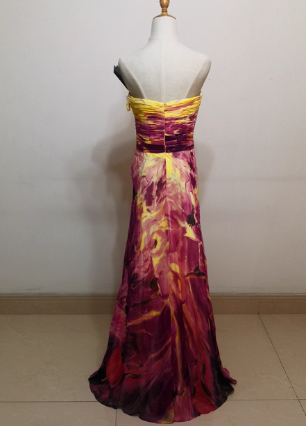 Gorgeous Strapless A-Line Printed Chiffon Long Prom Dress Evening Dress Secondary image