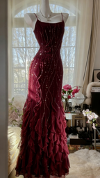 Gorgeous sunset orange chiffon beaded jellyfish skirt evening dress prom dress