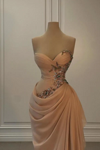 Gorgeous Sweetheart Beaded Pleated Floor Length Prom Dresses