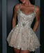 Gorgeous Tulle Beaded A Line Cocktail Dress Champagne Short Homecoming Dress