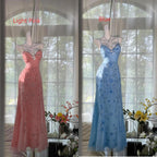 Gorgeous Butter Yellow Spaghetti Straps A-Line Tulle Beaded Long Prom Dress Backless Evening Gowns