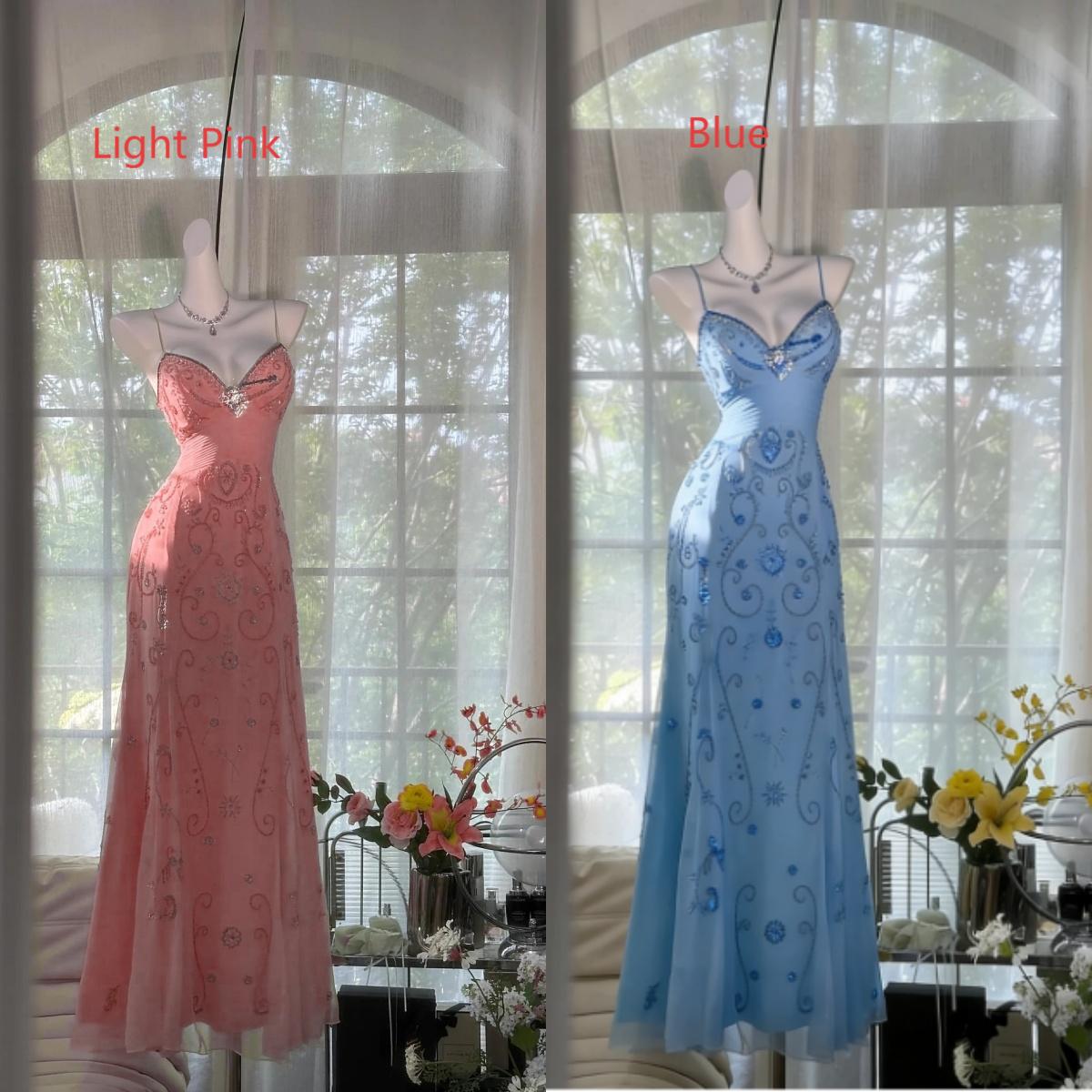 Gorgeous Butter Yellow Spaghetti Straps A-Line Tulle Beaded Long Prom Dress Backless Evening Gowns