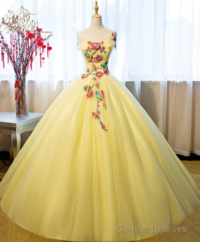 Gorgeous Yellow Tulle Ball Gown Sweet 16 Dress, Yellow Quinceanera Dress Secondary image