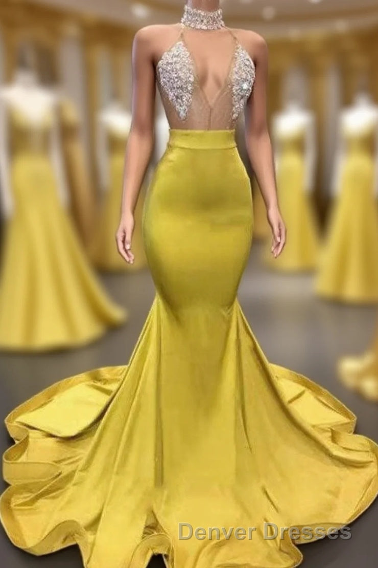 Gorgeous Deep V Neck Mermaid Prom Dress, Long Evening Dress