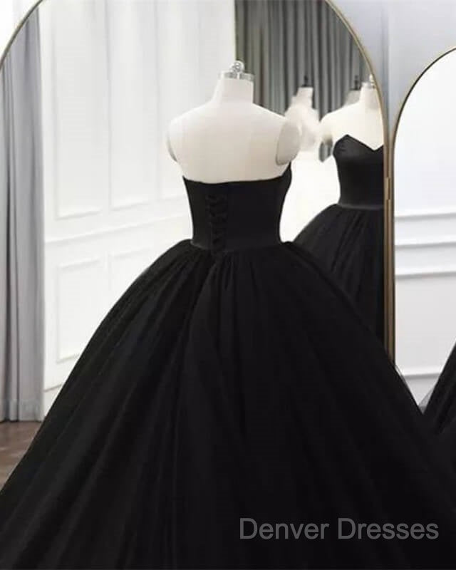Gothic Black Strapless Quinceanera Dress Ball Gown