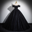 Gothic Court Black Off-The-Shoulder Shimmer Tulle Ball Gown Evening Dress Sweet 16 Dress