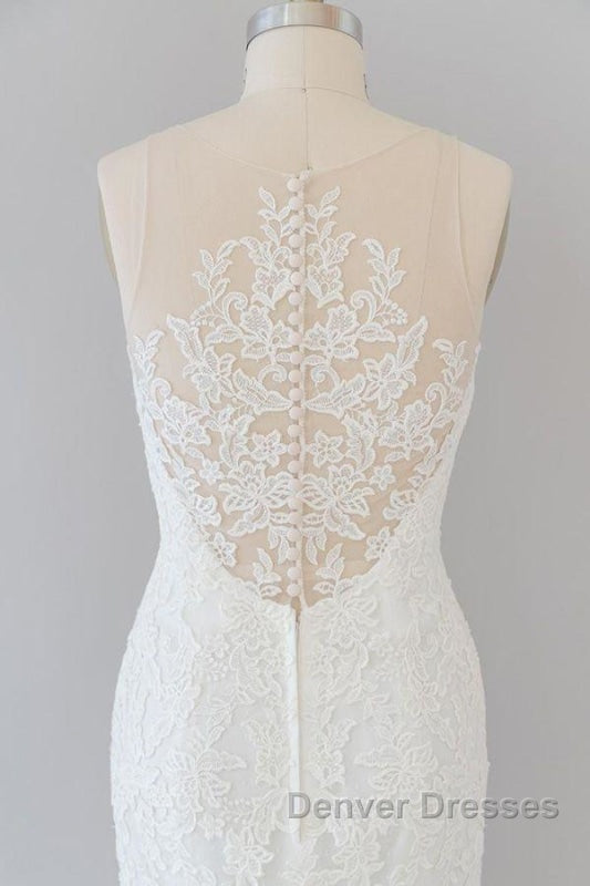 Graceful Illusion Appliques Mermaid Wedding Dress