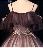 Gradient Off Shoulder Beaded Long Evening Dress, Tulle Prom Dress