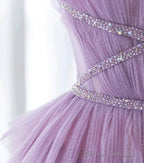 Gradient Purple A-Line Spaghetti Strap Tulle Sequin Long Prom Dress Graduation Prom Dress