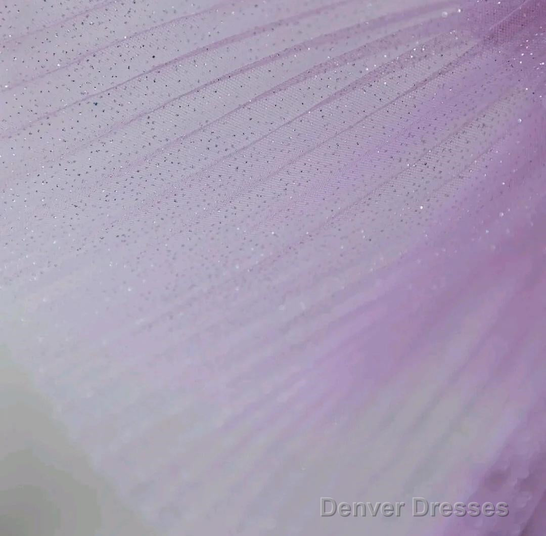 Gradient Purple A-Line Spaghetti Strap Tulle Sequin Long Prom Dress Graduation Prom Dress