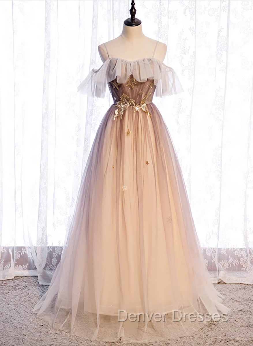 Gradient Tulle with Straps Sweetheart Party Dress, A-line Tulle Evening Dress Prom Dress Main image