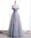 Gray Aline Long Prom Dress, One Shoulder Gray Formal Party Dress