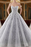 Gray Ball Gown Sweetheart Tulle Appliques With Sash Wedding Dress