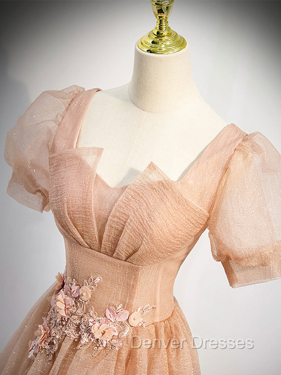 Gray Blue Tulle Long Prom Dress, Gray Blue Tulle Formal Evening Dress