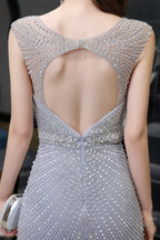 Deep V neck Backless Full of Bead Sequined Mermaid Long Prom Dresses