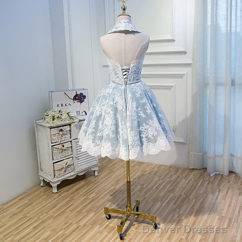 Gray Lace Hoco Dress Short Homecoming Dresses