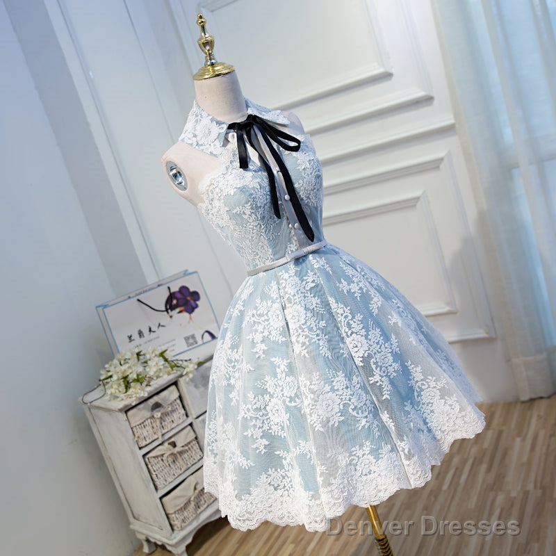 Gray Lace Hoco Dress Short Homecoming Dresses