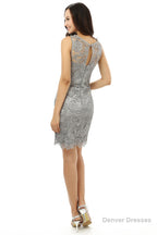 Gray Mermaid Lace Knee Length Mother Of The Bride Dresses