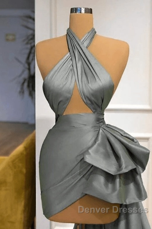 Gray Robe De Soiree Sheath Sheath Halter Detachable Sexy Long Prom Dress Prom Gown Evening Dress