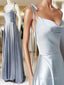 Gray Satin Spaghetti Straps Prom Dress