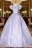 Gray Square Puff Sleeve Quinceanera Dress