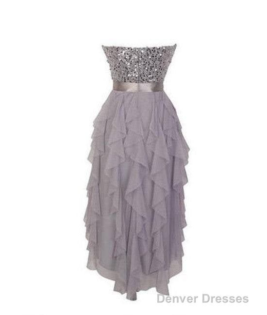 Gray Sweetheart Sequin Short Prom Dress, Bridesmaid Dress Secondary image