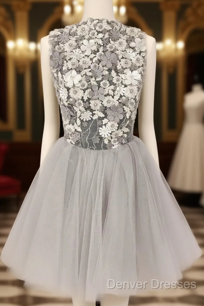 Gray Tulle Homecoming Dress Main image