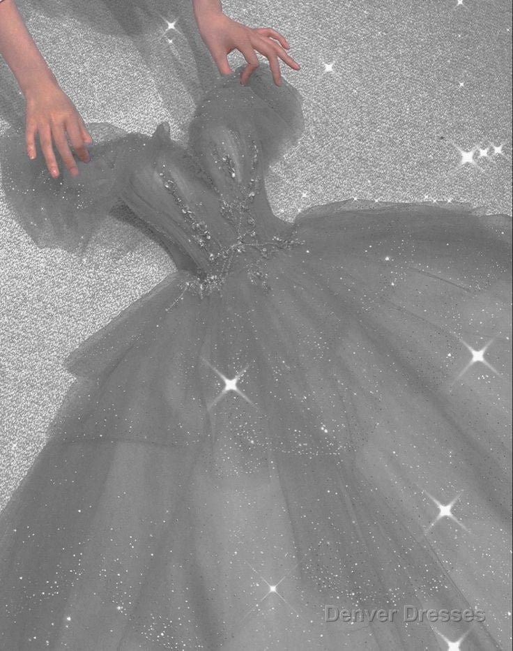 Gray Tulle Long Prom Dress Formal Dress Graduation School Party Gown Main image