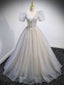Gray Tulle Sequin Long Prom Dress, Gray Tulle Formal Graduation Dress