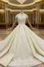 Great Choice Champagne Ball Gown Sequins Cap Sleeve Beading Wedding Dress