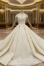 Great Choice Champagne Ball Gown Sequins Cap Sleeve Beading Wedding Dress