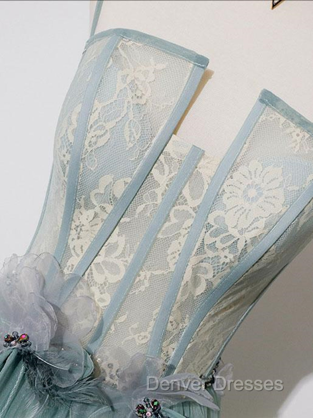 Green A Line Lace Long Prom Dress, A Line Green Lace Long Formal Evening Dress