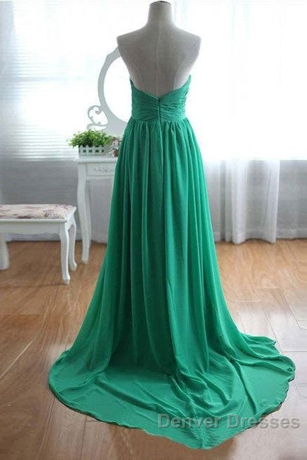 Green A-Line Sweetheart Neck Chiffon Long Prom Dress, Evening Dress Secondary image